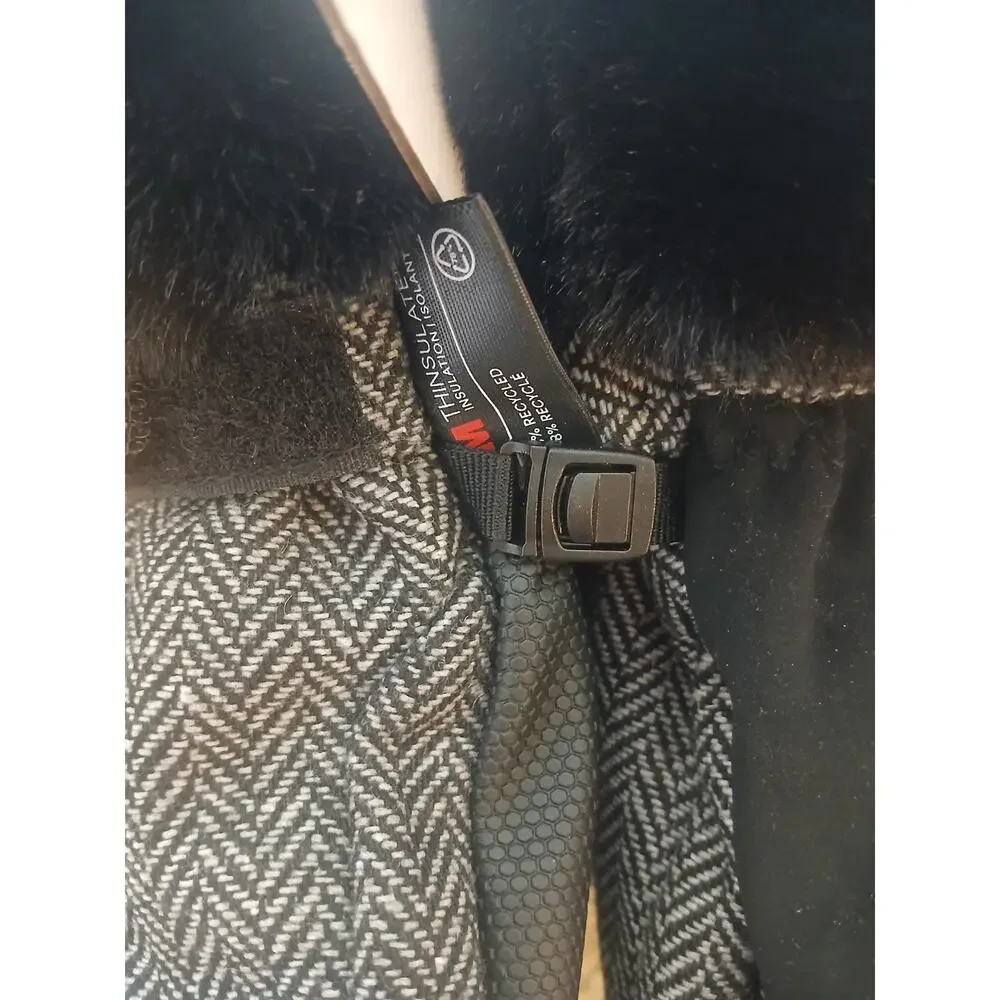 Ozark Trail Women's Gray Herringbone 3M Thinsulate Ski Mittens Faux Fur Size S/M